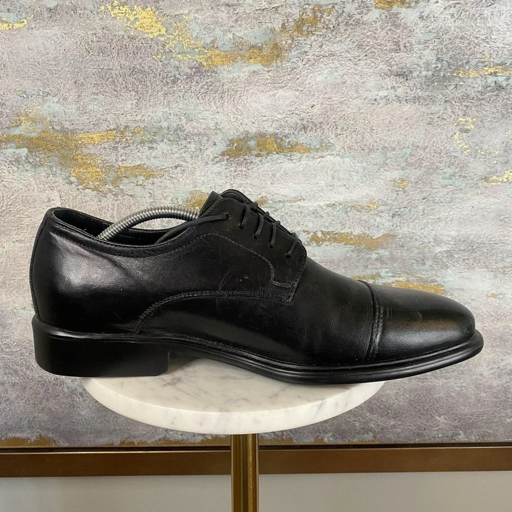 Neil M Shoes Mens Size 11 B Black Leather Cap Toe Derby Square Toe Dress DS1358B